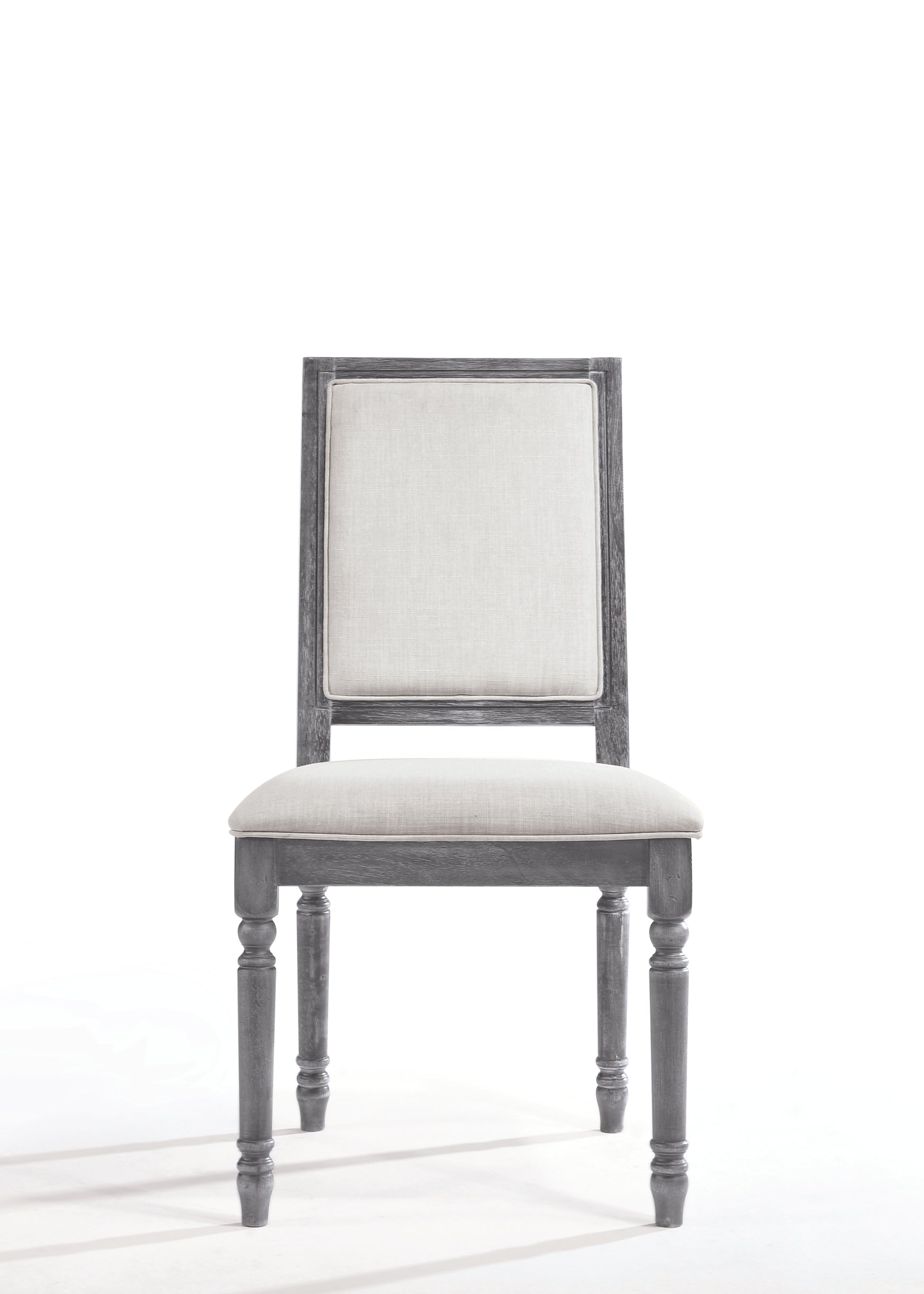 Leventis Cream Linen & Weathered Gray Finish Side Chair Cream,Gray Linen,Synthetic Wood