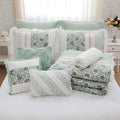 9 Piece Cotton Percale Comforter Set Aqua Queen Queen Aqua Polyester