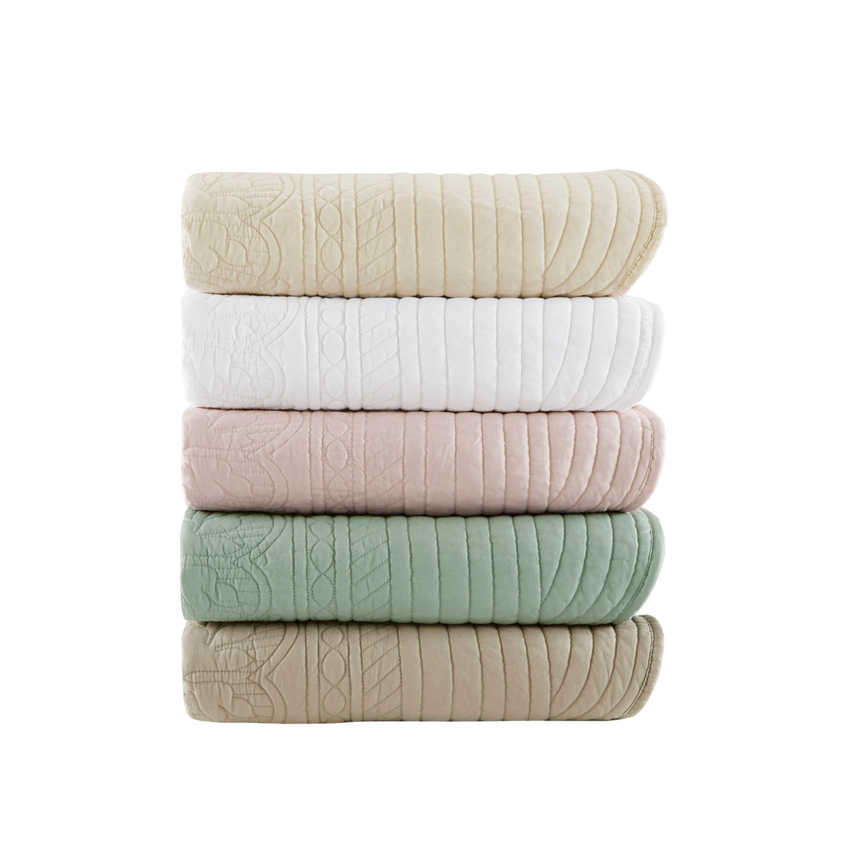Oversized Quilted Throw With Soped Edges White 60X72" White Cotton