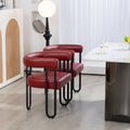 Coolmore Contemporary Designed Pu Fabric Upholstered Accent Dining Chair Barrel Side Chairs Kitchen Armchair For Living Room Set Of 2 Wine Red Pu Wine Red Dining Room Foam Pu Leather
