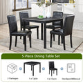 5 Piece Wooden Dining Table Set, Kitchen Table Set With A Square Table And 4 Upholstered Chairs, Wooden Dining Room Table With Crystal Decoration And Chairs Set For Kitchen, Dining Room, Black Black Seats 4 Dining Room 4 Leg Square Dining Table With