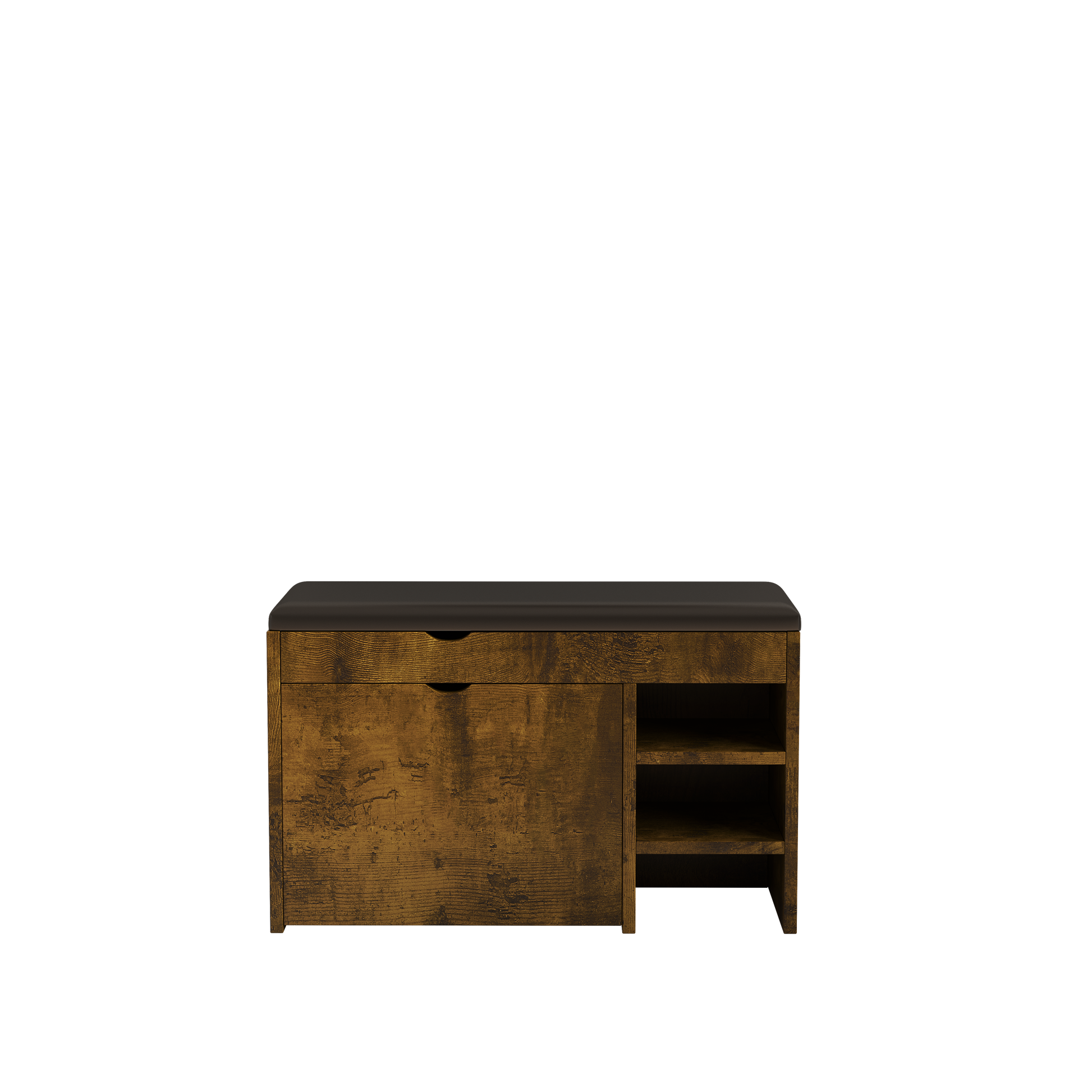 31.49 Inch Black Brown Shoe Stool, Soft Cushion, Soft And Comfortable Cushion, Can Be Placed In The Door, Bedroom And Other Scenes Black Brown Mdf