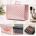 Portable Makeup Case With Led Mirror Travel Makeup Bag Cosmetic Organizer Box With Locks, Brush Holder, Dividers, Rechargeable, Rose Gold Rose Gold Aluminium Alloy