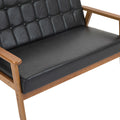 Coolmore Mid Century Modern Solid Loveseat Sofa Upholstered Pu Leather Loveseat, 2 Seat Upholstered Loveseat Sofa Modern Couch Black Pu Pu Leather 2 Seat