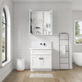 30'' W X 36'' H Bathroom Mirror Medicine Cabinet Wooden Door Medicine Cabinets For Bathroom, Wall Mounted Recessed Or Surface, Bathroom Mirror With Storage White Engineered Wood