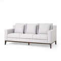 Mirod Comfy 3 Seat Sofa With Wooden Legs, Modern For Living Room And Study Light Grey Fabric 3 Seat