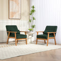 Leisure Chair With Solid Wood Armrest And Feet, Leisure Chair, Wood Frame, Velvet, Solid Rubber Wood Legs, Mid Century Modern Accent Chair, For Living Room Bedroom Studio Chair,Two Packs Emerald Corduroy