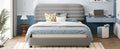 Queen Size Velvet Upholstered Platform Bed,Solid Frame And Stylish Curve Shaped Design, Gray Queen Gray Velvet
