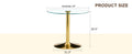 A 35 Inch Diameter Glass Top And A Modern, Minimalist Round Dining Table With Gold Metal Legs. Ideal For Dining Rooms, Living Rooms And Meeting Rooms. Model: Dt 1166 Gold Glass Metal