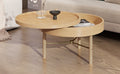 Modern Round Wood Rotating Tray Coffee Table With Storage & Metal Legs In Natural Natural Metal,Rubber Wood