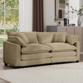 Modern Fabric Living Room Sofa With 4 Pillows Upholstered Large Deep Seating Loveseat, Tan Corduroy Tan Corduroy 2 Seat
