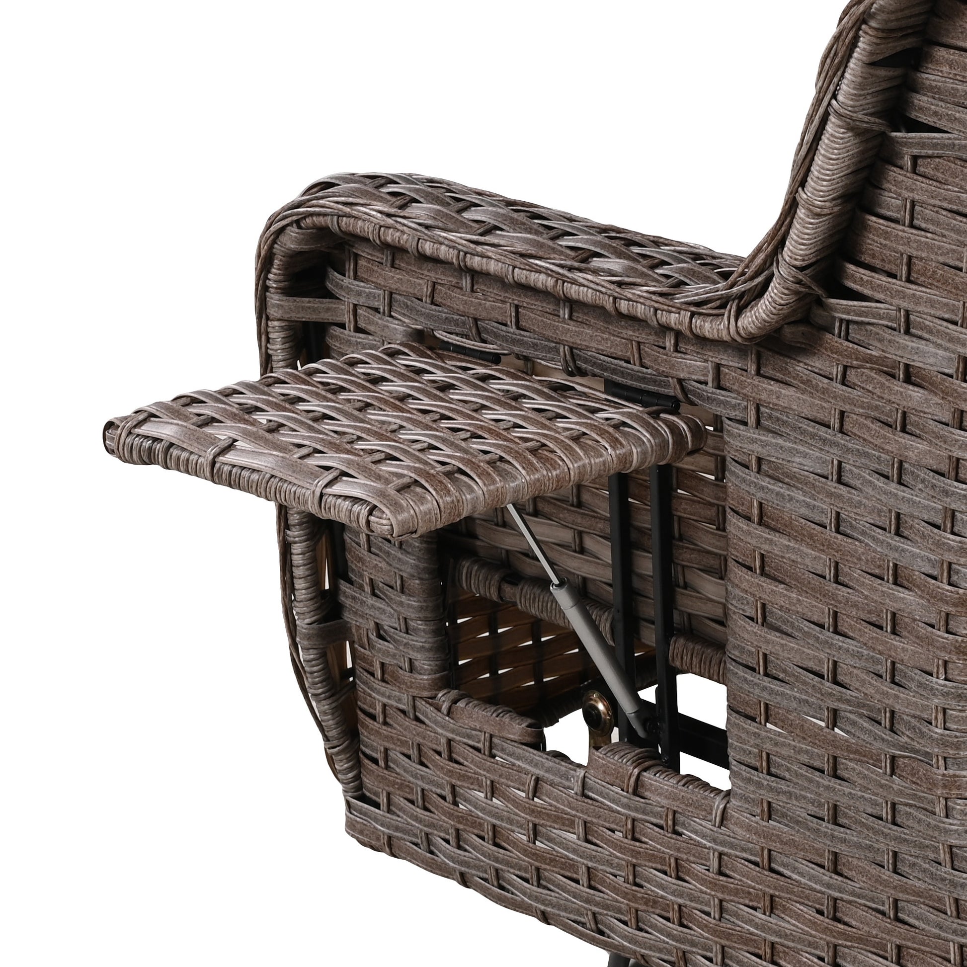 K&K 5 Pieces Outdoor Patio Furniture Set With Pet House Cool Bar And Retractable Side Tray, Rattan Wicker Patio Swivel Rocking Chairs Set Of 2 With Ottomans For Backyard, Porch, Balcony, Beige Yes Rocker & Glider Brown Beige Seats 2 Weather Resistant