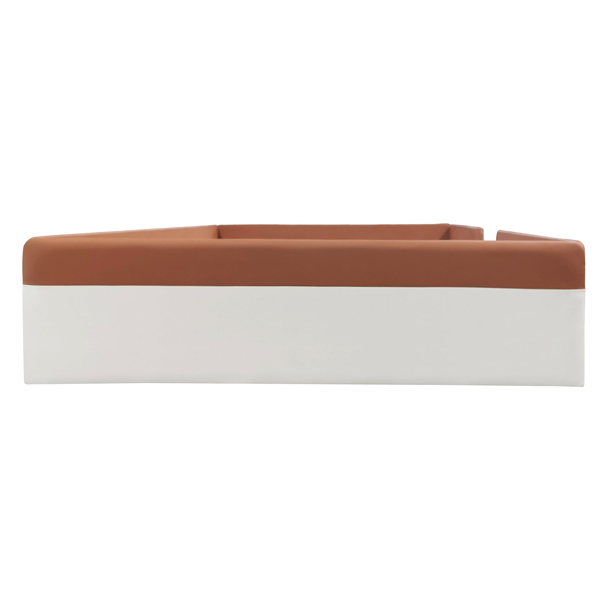 Full Size Upholstered Daybed Frame With Fence And Stairs, Brown White Full Brown White Mdf Lvl