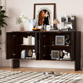 4 Door Large Storage Retro Sideboard With Adjustable Shelves And Long Handles For Kitchen, Dining Room And Living Room Espresso Espresso Mdf