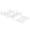 Heavy Duty Sturdy Meta Twin Over Twin With Trundle Bunk Bed L Noise Reduced Safety Guardrail No Box Spring Needed,White Box Spring Not Required Twin White Metal