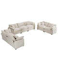 Modern Fabric Living Room Sofa 2 Piece Set, Two 2 Seater Sofa And One 3 Seater Sofa, Upholstery Large Deep Seat Set Of 3 Sofas With Comfortable Cushions And Pillows, Light Beige Corduroy Fabric Beige Corduroy 7 Seat