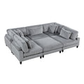 6Pc Modular Sectional Set Gray Corduroy Upholstery 3X Armless Chairs 2X Corner Seats 1X Ottoman Pillows Living Room Furniture Gray Corduroy Wood Primary Living Space Contemporary,Modern Modular