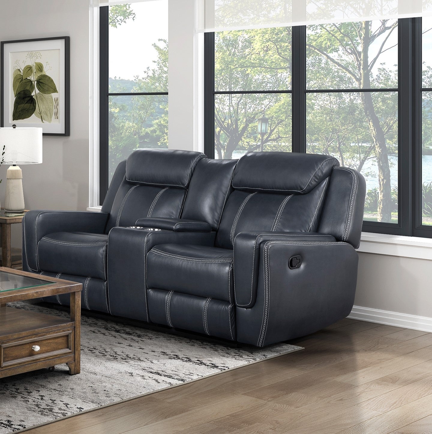 Modern Living Room Furniture 3Pc Reclining Sofa Set Bluefaux Leather Upholstery Sofa Loveseat Swivel Reclining Chair, Cup Holders, Power Outlets, Usb Ports Blue Faux Leather Wood Primary Living Space Modern Plywood,Solid Wood 6 Seat
