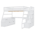 Full Size Loft Bed With 7 Drawers 2 Shelves And Desk White Full White Plywood
