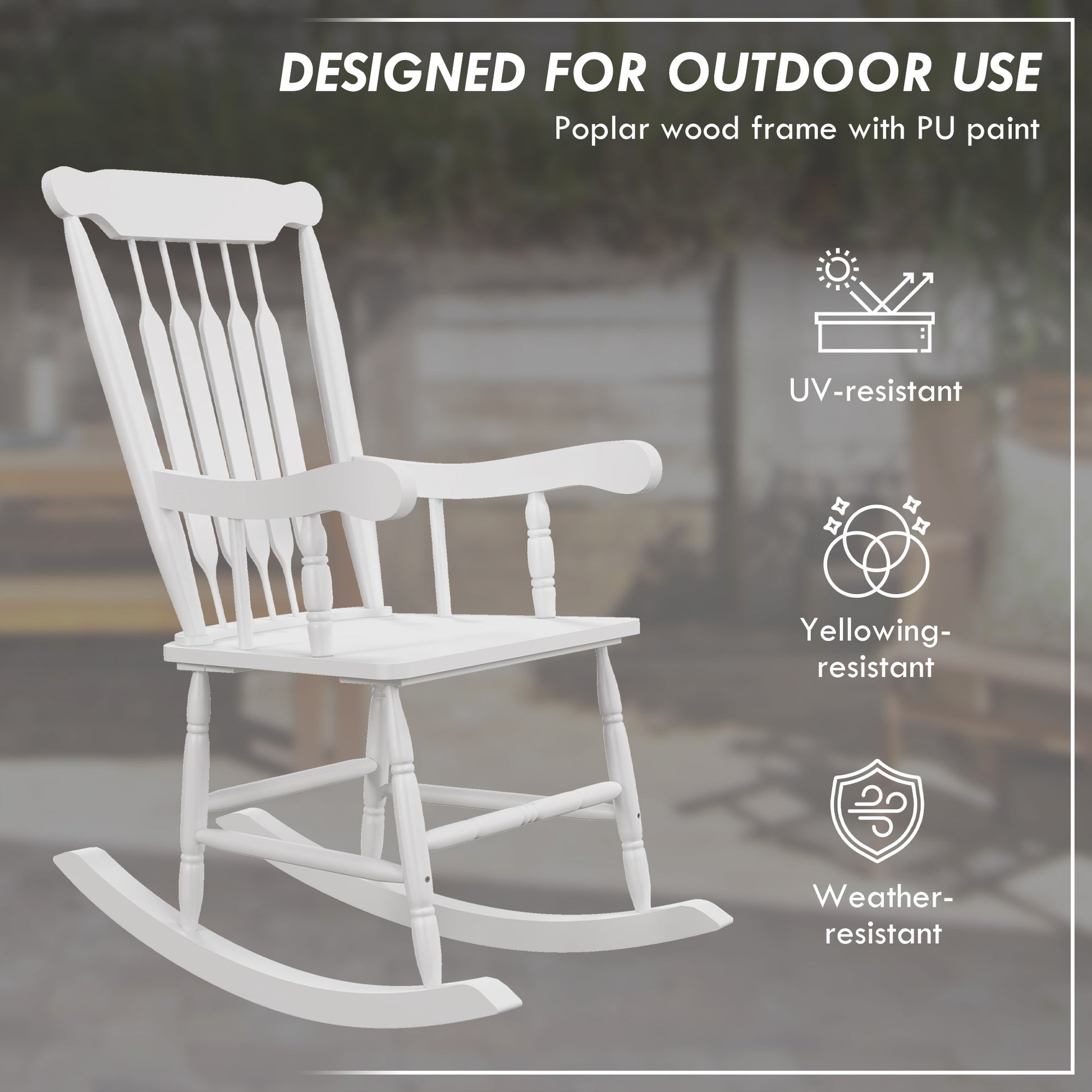 Outsunny Outdoor Wood Rocking Chairs Set Of 2, 350 Lbs. Porch Rockers With High Back For Garden, Patio, Balcony, White White Wood