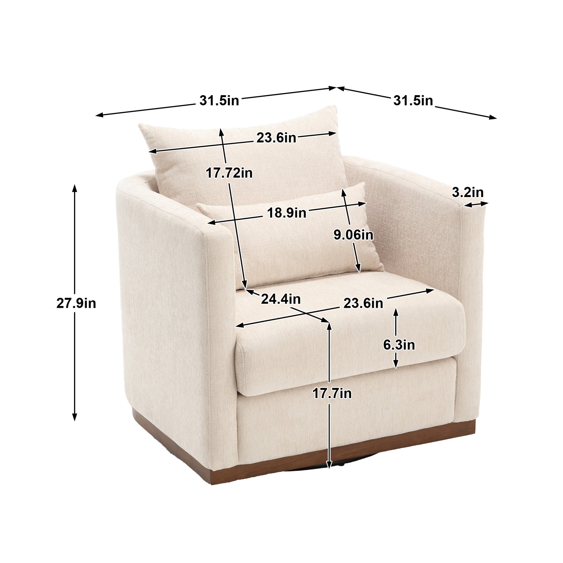 Coolmore Swivel Barrel Chair, Comfy Round Accent Sofa Chair For Living Room, 360 Degree Swivel Barrel Club Chair, Leisure Arm Chair For Nursery, Hotel, Bedroom, Office, Lounge Beige Chenille Beige Primary Living Space Foam Chenille