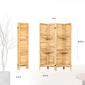 4 Panel Wood Room Divider Screen With Shelves Freestanding Partition With Display Shelves Natural Color Natural Wood Modern Wood