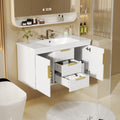 36'' Wall Mounted Bathroom Vanity With Resin Sink, Floating Bathroom Storage Cabinet With 2 Drawers, Solid Wood Bathroom Cabinet White Bathroom Modern Mdf