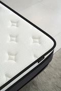 Hybrid 10 Inch Queen Mattress In A Box, Pillow Top Bed Cushion Withand Hypoallergenic Design, Medium Firm For Lumbar Support White Gray Foam Spring Queen