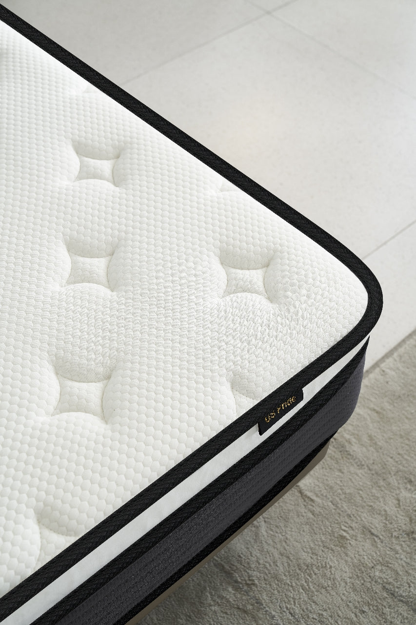 Hybrid 10 Inch Queen Mattress In A Box, Pillow Top Bed Cushion Withand Hypoallergenic Design, Medium Firm For Lumbar Support White Gray Foam Spring Queen