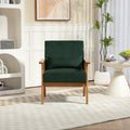 Leisure Chair With Solid Wood Armrest And Feet, Leisure Chair, Wood Frame, Velvet, L, Solid Rubber Wood Legs, Mid Century Modern Accent Chair, For Living Room Bedroom Studio Chair Emerald Corduroy