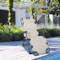 Outsunny Folding Chaise Lounge Chair For Outside, 2 In 1 Tanning Chair With Pillow & Pocket, Adjustable Pool Chair For Beach, Patio, Lawn, Deck, Cream White Cream White Metal