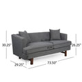 Mirod Comfy 3 Seat Sofa With Wooden Legs, For Living Room And Study Charcoal Fabric 3 Seat