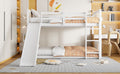 Twin Over Twin Bunk Bed With Slide And Ladder, White Old Sku:Lt000108Aak Twin White Plywood