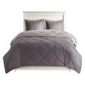 3M Scotchgard Diamond Quilting Reversible Down Alternative Comforter Set King Grey Polyester