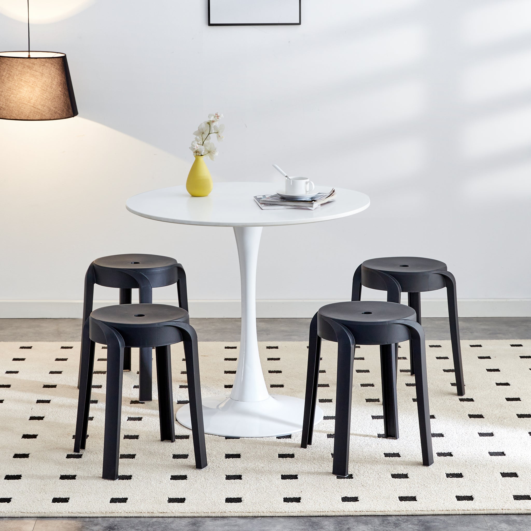 6 Pack Stackable Classroom Stools Plastic Stools Nesting Stools Colorful Round Stools Indoor Outdoor Flexible Seating Decorative Stools Chairs For Home Office School Classroom Black Black Plastic