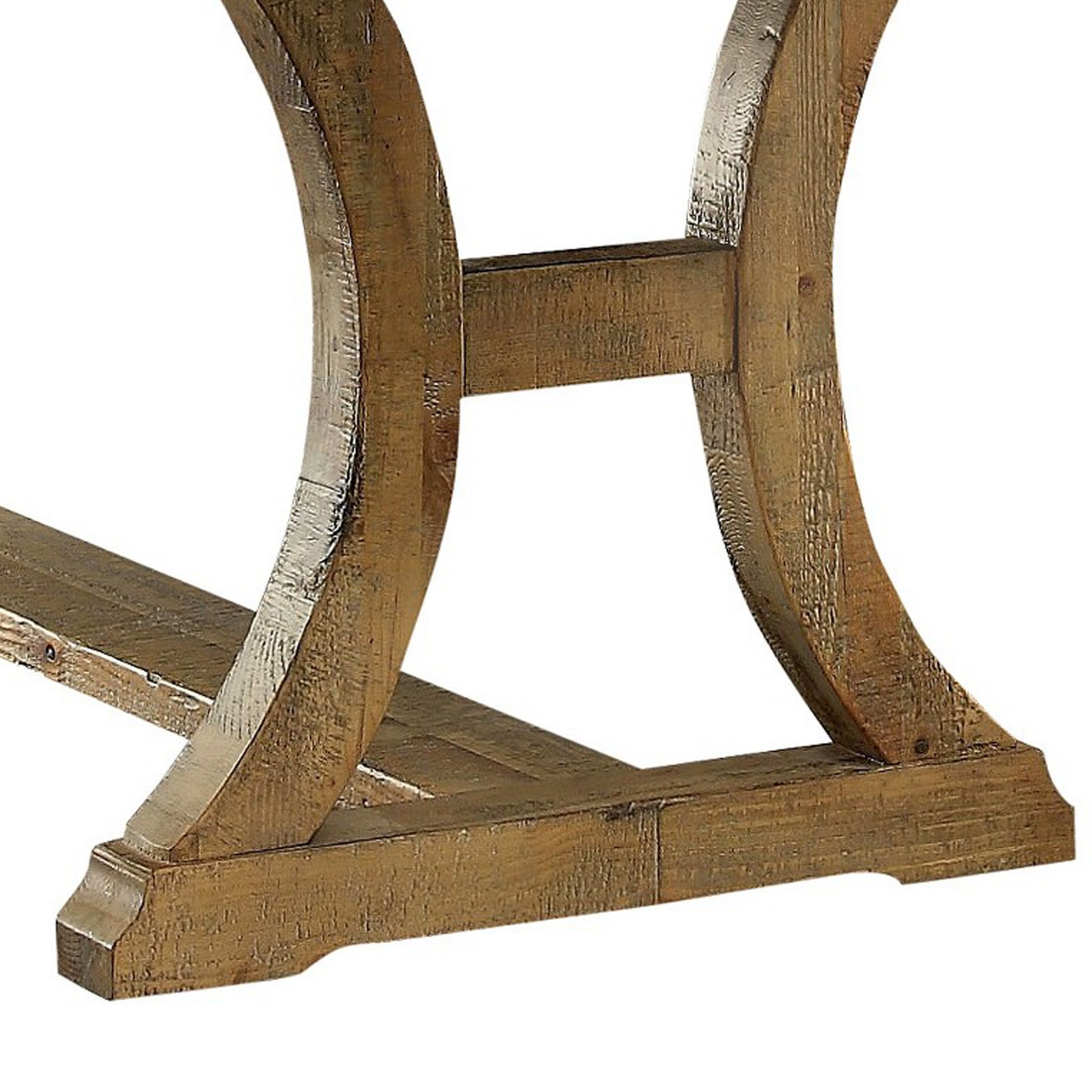 Wooden Dining Table With Curved Leged Pedestal Base, Brown Brown Wood