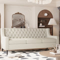 78.75'' 3 Seater Sofa, Button Tufted Backrest With Comfy Cushion, Mid Century Modern Couches For Living Room, Upholstered Comfy Sofa Couch For Bedroom, Apartment Beige Polyester 3 Seat