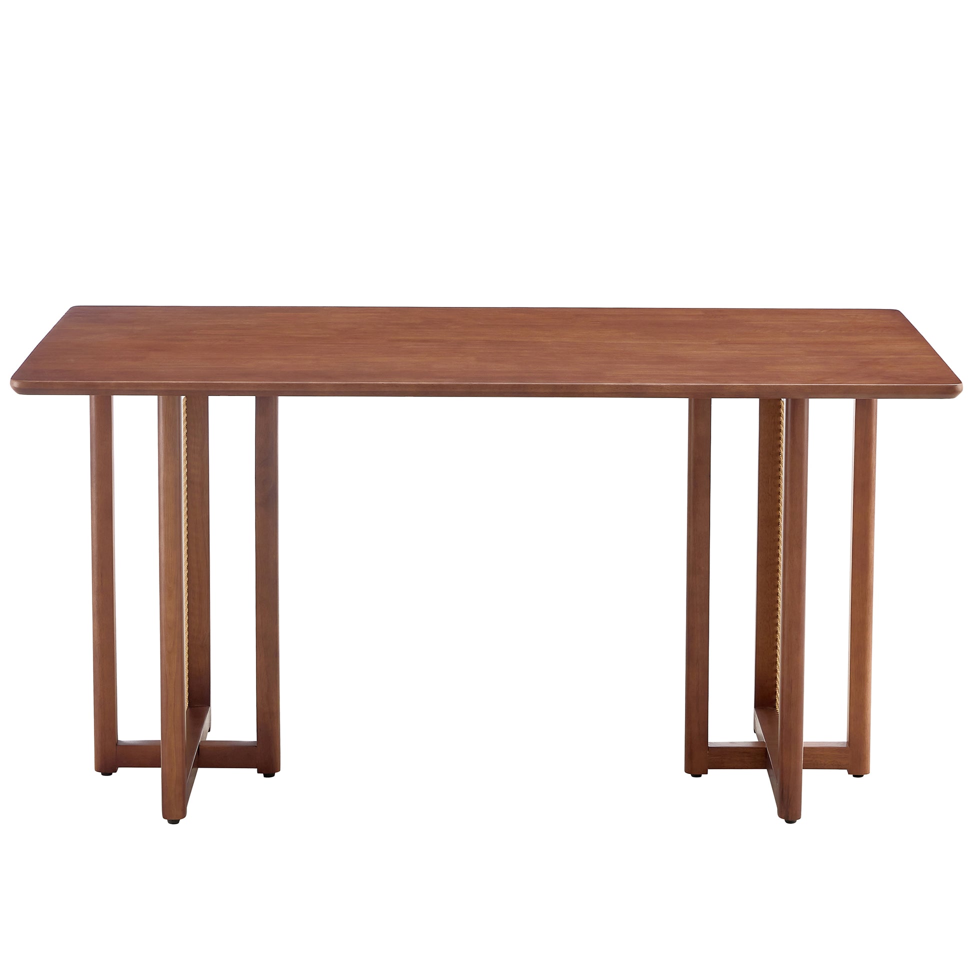 Chinese Country Retro Solid Wood Dining Table, Simple Modern Imitation Rattan Dining Table, Wooden Dining Table, Desk. Suitable For Dining Room, Living Room, Office Walnut Rubber Wood
