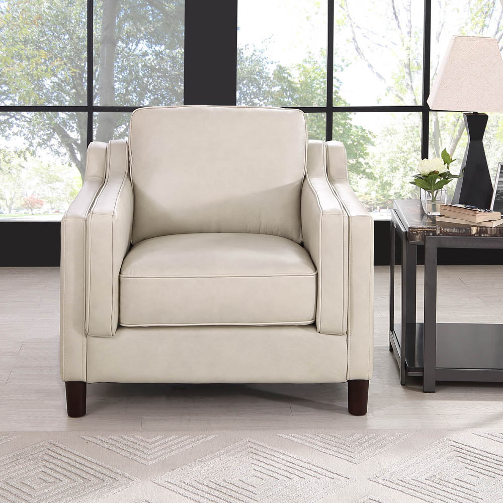 Bella Leather Chair Ivory Down Filling Genuine Leather