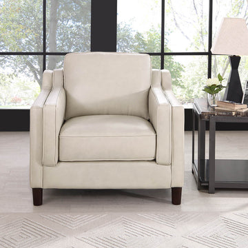 Bella Leather Chair Ivory Down Filling Genuine Leather
