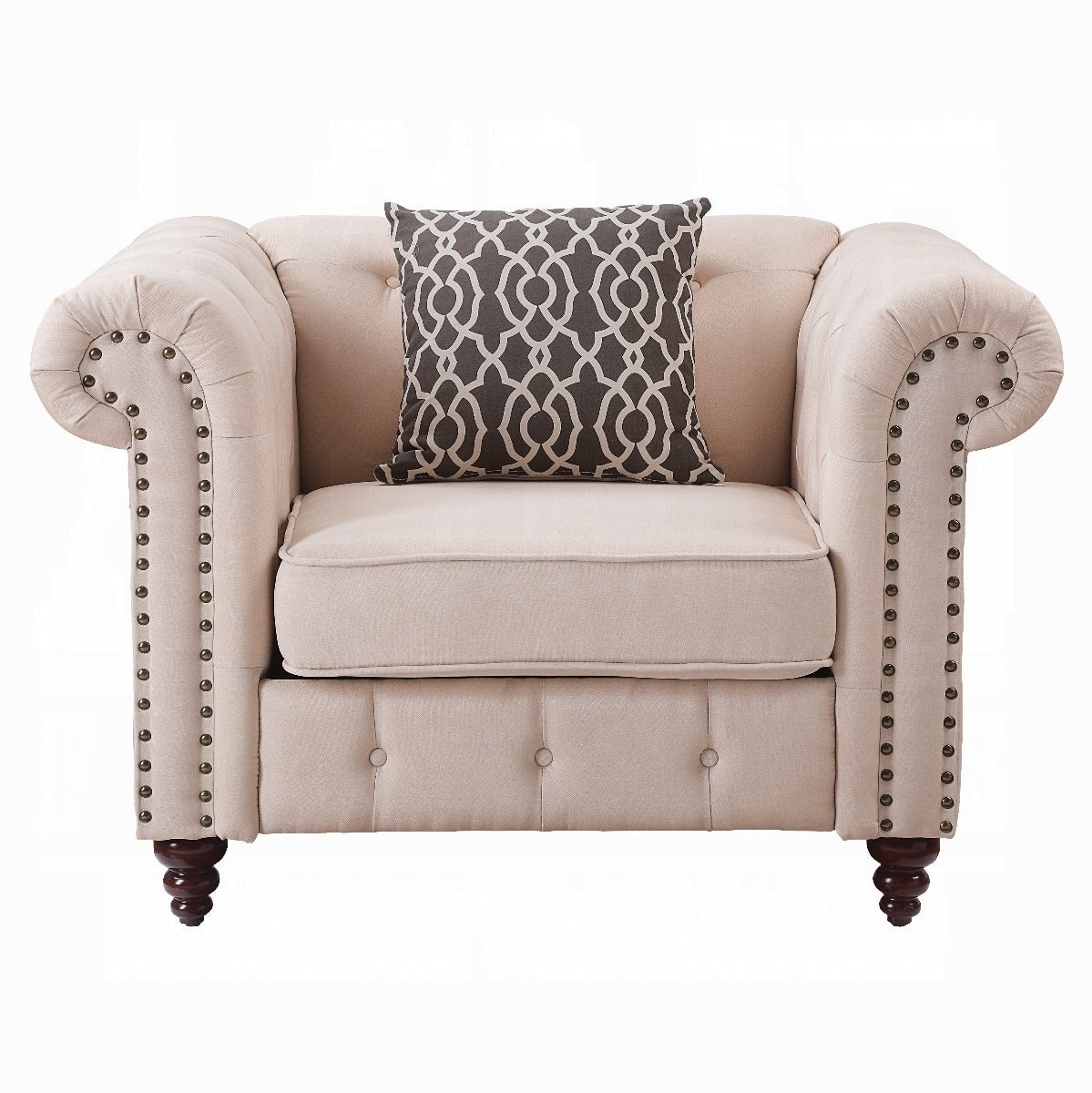 Beige Tufted Accent Chair With Pillow Beige Primary Living Space Wood Fabric