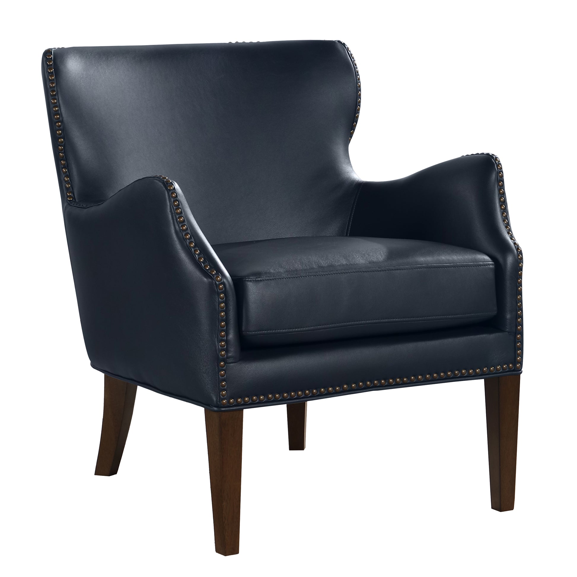 Daniela Midnight Blue High Leg Slope Arm Chair Blue Foam Faux Leather