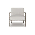 Tusk 30 Inch Accent Chair, Classic Pewter Aluminum Frame, Cream Upholstery Cream Fabric Metal