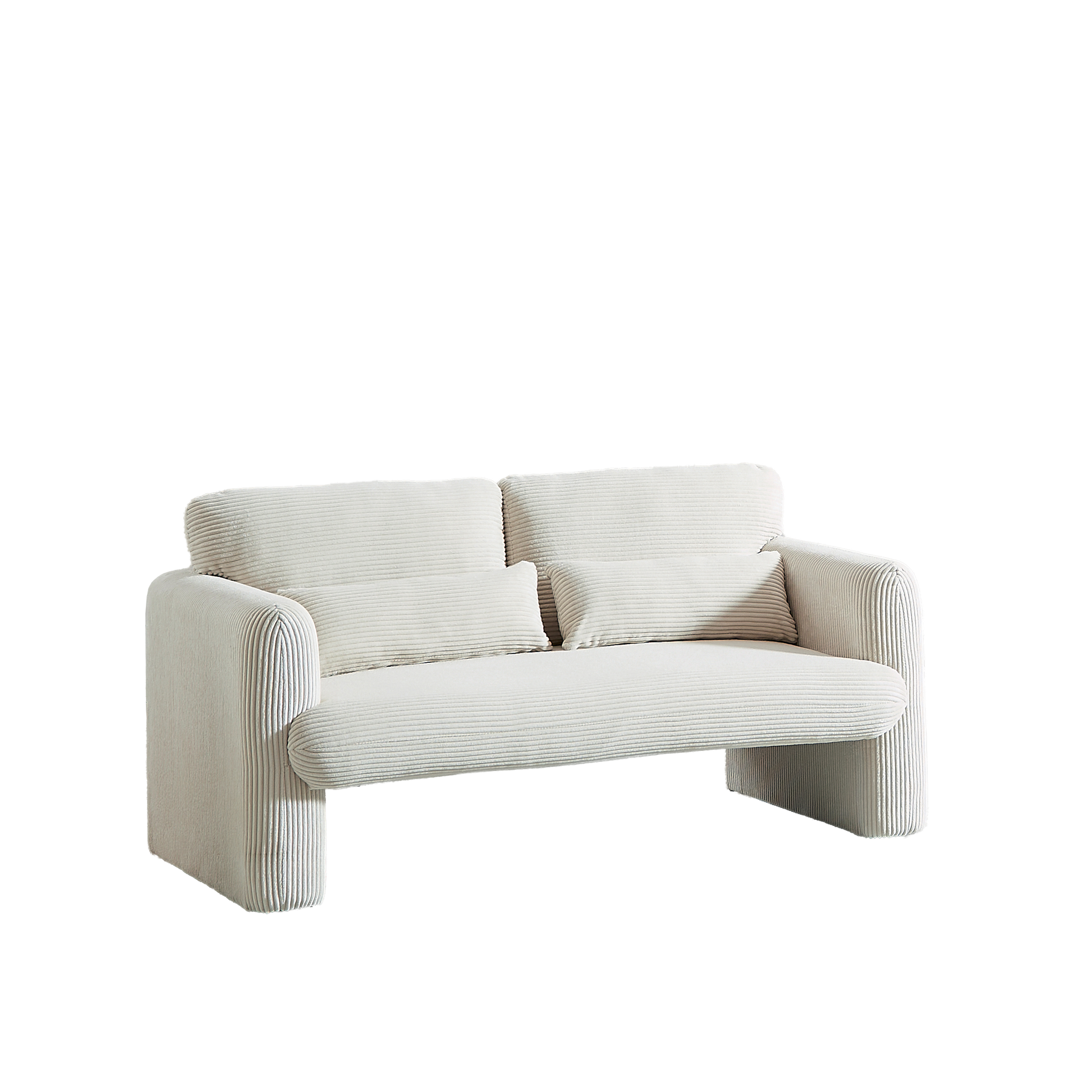 60"Corduroy Fabric Sofa, Modern Lounge Chairs Loveseat Sofa With Support Pillowfor Apartment, Office, Living Room & Bedroom Beige Corduroy 2 Seat