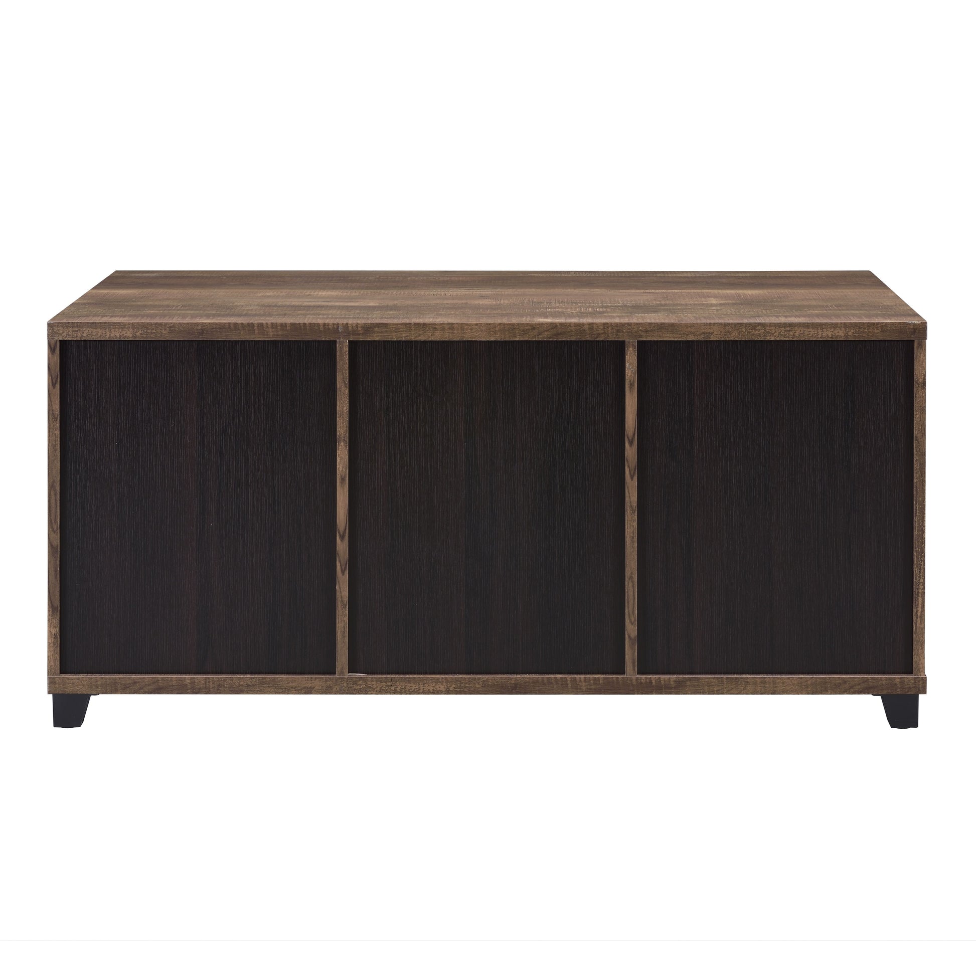 Rustic Oak And Black Coffee Table With Sliding Doors Rustic Primary Living Space Oak Rectangular Wood Metal