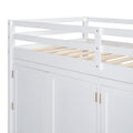 Twin Size Loft Bed With Drawer, Two Wardrobes And Mirror, White White Solid Wood Mdf