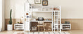 Metal Loft Bed With Wardrobe And L Shaped Desk, Full Size Loft Bed With Storage Cubes And Shelves, Heavy Duty Loft Bed For Kids Teens Adults, White Full Off White Metal