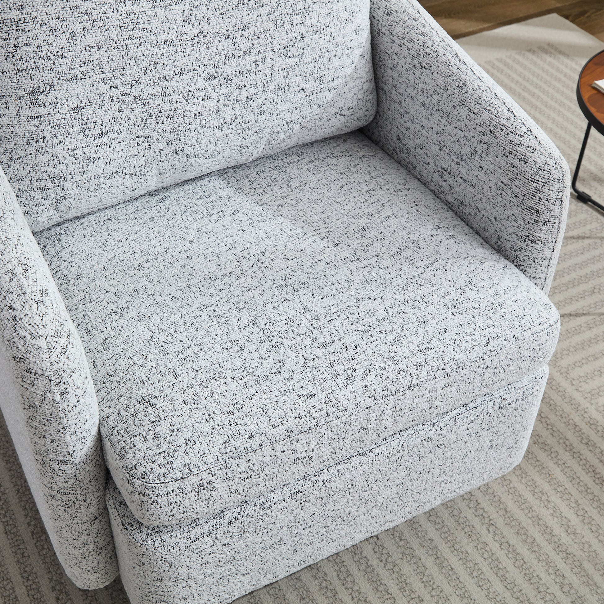 31.5"W Swivel Accent Chair And Comfy Round Accent Single Sofa Chair, 360 Degree Club Chair, Lounge Armchair For Living Room,Bedroom.Nursery.White Black Chenille White Black Chenille