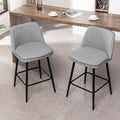 Counter Height Swivel Bar Stools Set Of 2, 360 Swivel Upholstered Barstools With Back And Metal Legs, 25.6