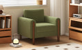 Oversized Accent Chair, Upholstered Living Room Chairs Single Sofa Chair With Walnut Legs, Curved Handrail, Green Green Teddy